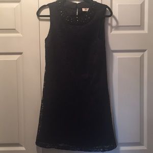 Roulette Black Lace Beaded Neckline Dress Size 8